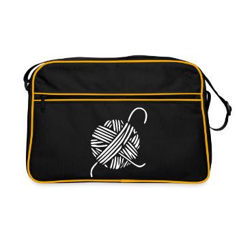 Handarbeit stricken häkeln Geschenk   - Retro Tasche - Schwarz/Gold - Vorne