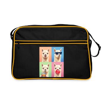 Alpakas Alpaka - Retro Tasche - Schwarz/Gold - Vorne