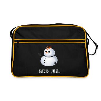 Gothic Schneemann God Jul - Schwedisch - Retro Tasche - Schwarz/Gold - Vorne