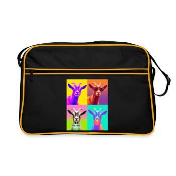 Ziegen Ziege - Retro Tasche - Schwarz/Gold - Vorne