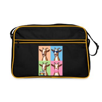 Ziegen Ziege - Retro Tasche - Schwarz/Gold - Vorne