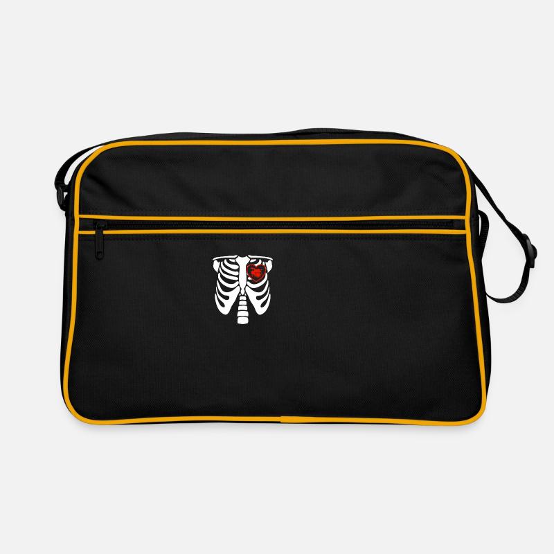 Drums Drummer Drummer Skeleton Heart - Retro Bag - black/gold
