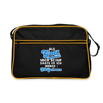 Lustiger Skifahrer Skifahren Ski Spruch - Retro Tasche - Schwarz/Gold - Vorne