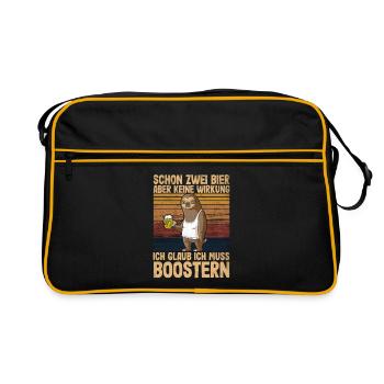Schon zwei Bier aber keine Wirkung Impfung Booster - Retro Tasche - Schwarz/Gold - Vorne