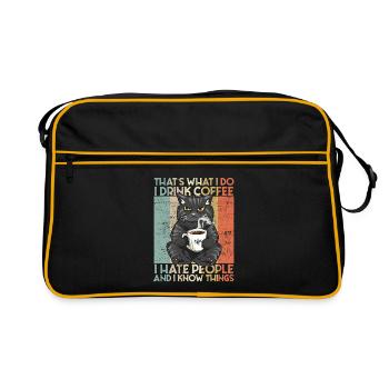 Boire du café Je déteste les gens et je sais des choses Cat - Sac Retro - noir/or - Devant