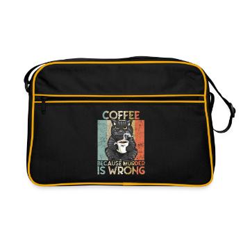 Coffee because Murder is wrong Coffee Cat retro - Retro Bag - black/gold - Front