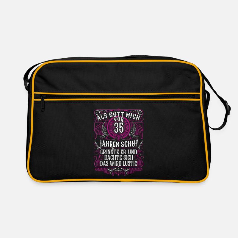Als Gott mich vor 35 Jahren schuf 35. Geburtstag Retro Tasche
