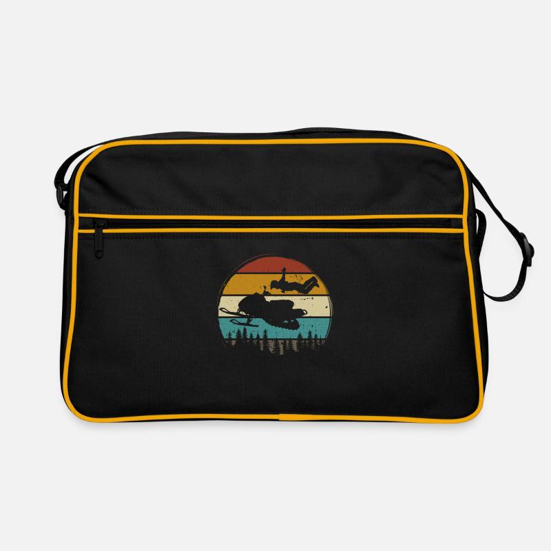 Snowmobile Snowmobiling sled motor sled retro - Retro Tasche - Schwarz/Gold