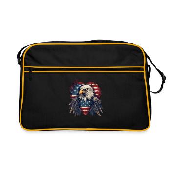 American Adler Amerika Wappentier Eagle Flagge USA - Sac Retro - noir/or - Devant