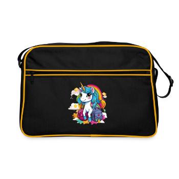 Unicorn Schoolchild School Enrollment Girl Gift - Retro Bag - black/gold - Front