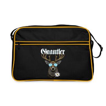Grantler Bayern Grantln Tracht Bayern Grantln - Retro Tasche - Schwarz/Gold - Vorne