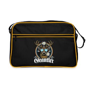 Grantler Bayern Grantln Tracht Bayern Grantln - Retro Tasche - Schwarz/Gold - Vorne