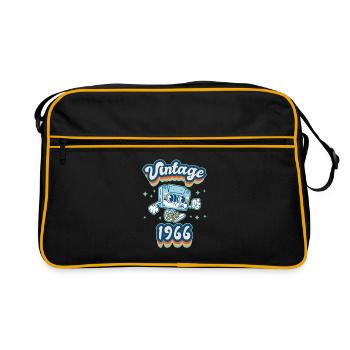 Born 1966 1966 birthday gift vintage - Retro Bag - black/gold - Front