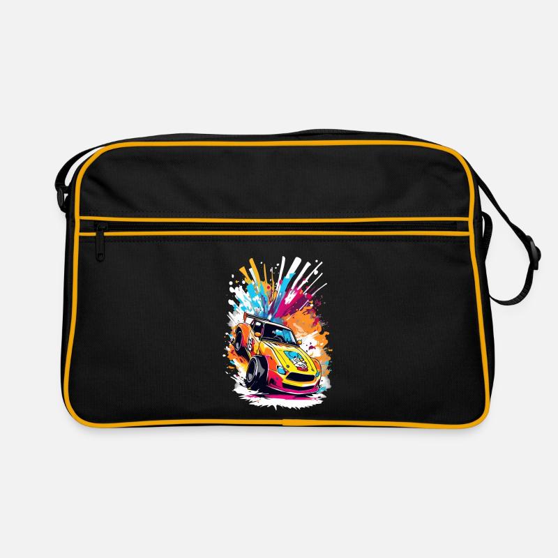 Retro Drift Car - Lebendige Racing Splash Kunst Retro Tasche