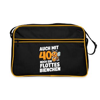 40. Geburtstag 40 Jahre Flottes Bienchen Frau - Retro Tasche - Schwarz/Gold - Vorne