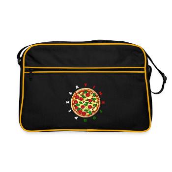 C’est l’heure de la pizza, horloge - délicieuse pizza salami - Sac Retro - noir/or - Devant