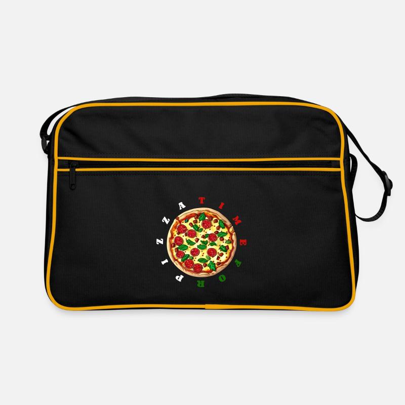 Time for pizza, clock - delicious salami pizza Retro Bag