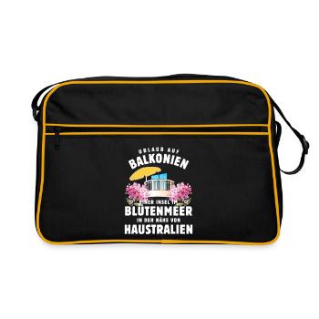 Urlaub auf Balkonien - Blütenmeer - Haustralien - Retro Tasche - Schwarz/Gold - Vorne