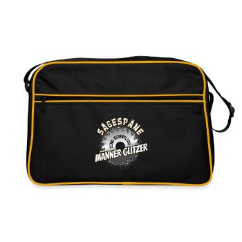 Sägespäne sind eigentlich Männerglitzer - Retro Tasche - Schwarz/Gold - Vorne