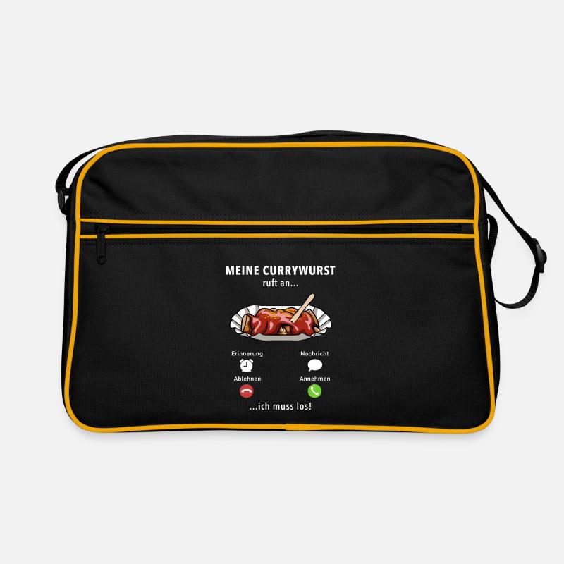 Meine Currywurst ruft an - ich muss los - Spruch Retro Tasche