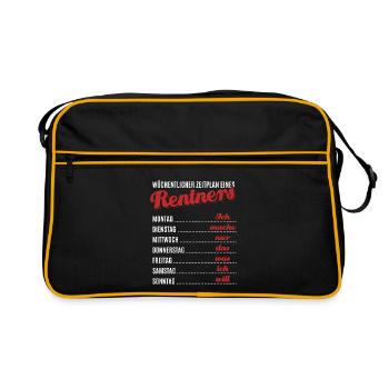 Wöchentlicher Zeitplan eines Rentners - Rente - Retro Tasche - Schwarz/Gold - Vorne