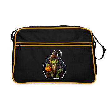 Halloween Frosch - Retro Tasche - Schwarz/Gold - Vorne