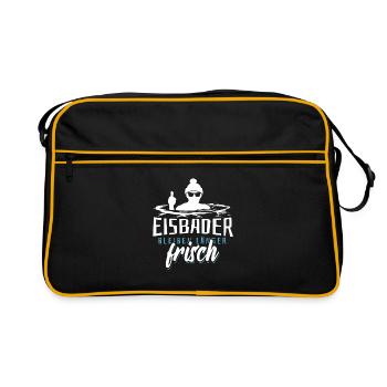 Eisbader bleiben länger frisch - Eisbaden Spruch - Retro Tasche - Schwarz/Gold - Vorne