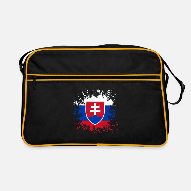 Slowakei Flagge Farbspritzer - Retro Tasche - Schwarz/Gold