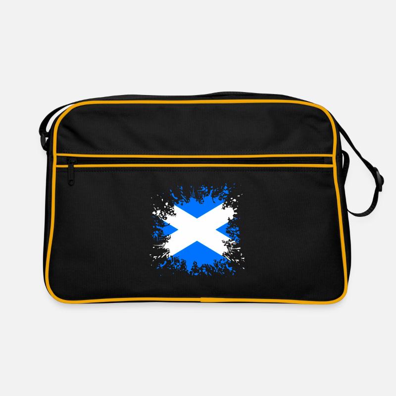 Schottland Flagge Farbspritzer - Retro Tasche - Schwarz/Gold