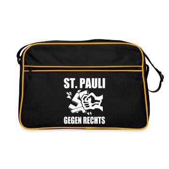 St pauli gegen rechts - Retro Tasche - Schwarz/Gold - Vorne