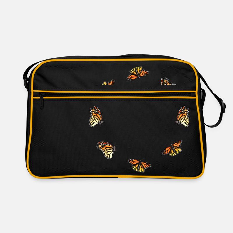 Schmetterling - Retro Tasche - Schwarz/Gold