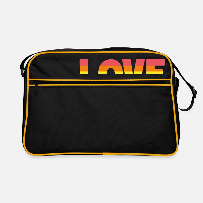 Love Regenbogen - Retro Tasche - Schwarz/Gold