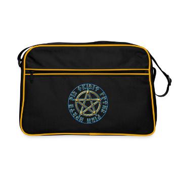 Runes pentagone étoilé, pentagramme, protection, - Sac Retro - noir/or - Devant
