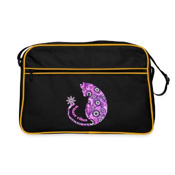 Cat with snowflake E 6 - Retro Bag - black/gold - Front