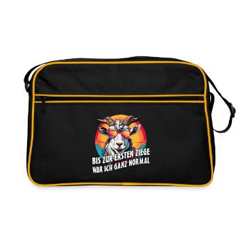 Bis zur ersten Ziege war ich ganz normal - Retro Tasche - Schwarz/Gold - Vorne