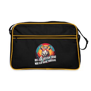 Bis zur ersten Ziege war ich ganz normal - Retro Tasche - Schwarz/Gold - Vorne