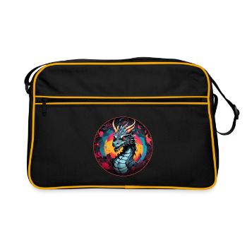 Fire Dragon Dragon Portrait for Dragon Fans Dragon - Retro Bag - black/gold - Front