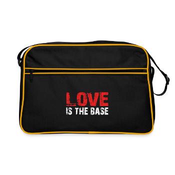 Liebe ist die Basis - Liebe ist das Wichtigste - Retro Tasche - Schwarz/Gold - Vorne