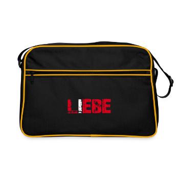 Liebe und Lebe - einfach nur Liebe - Retro Tasche - Schwarz/Gold - Vorne
