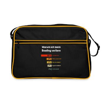 Warum ich beim Bowling verliere Bowling - Retro Tasche - Schwarz/Gold - Vorne