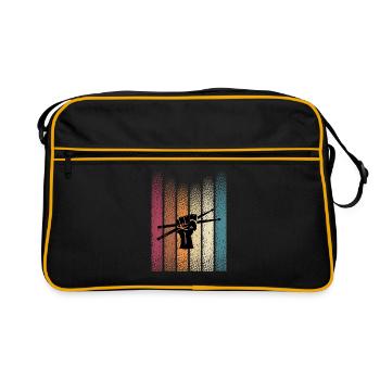 Vintage Retro Schlagzeug Drumsticks Schlagzeuger - Retro Tasche - Schwarz/Gold - Vorne