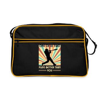 Einer Von Uns Beiden Spielt Besser Baseball - Retro Tasche - Schwarz/Gold - Vorne