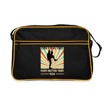Einer Von Uns Beiden Spielt Besser Baseball - Retro Tasche - Schwarz/Gold - Vorne