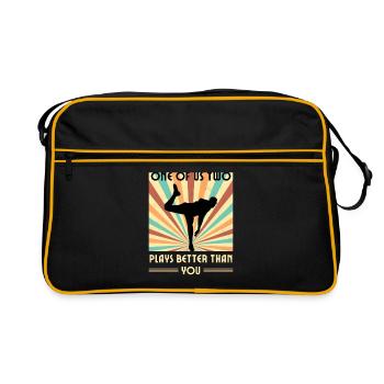 Einer Von Uns Beiden Spielt Besser Baseball - Retro Tasche - Schwarz/Gold - Vorne