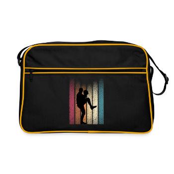 Vintage Softball Retro Baseballspieler Baseball - Retro Tasche - Schwarz/Gold - Vorne