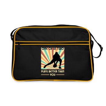 Einer Von Uns Beiden Spielt Besser Baseball - Retro Tasche - Schwarz/Gold - Vorne