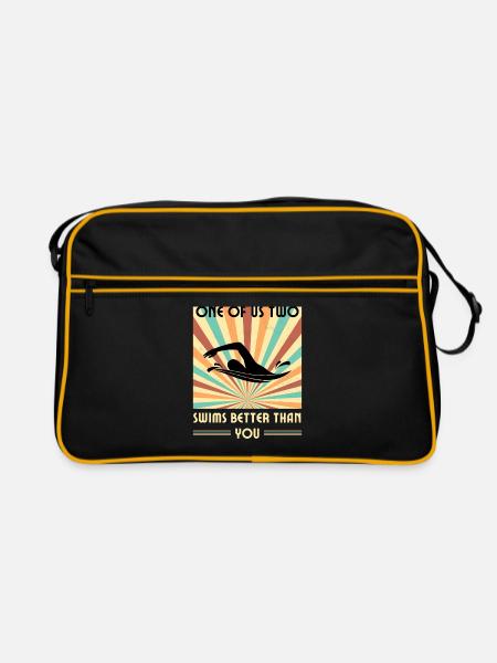 Einer Von Uns Beiden Schwimmt Besser Als Du - Retro Tasche - Schwarz/Gold - Vorne