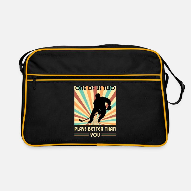 Einer Von Uns Beiden Spielt Besser Eishockey Retro Tasche