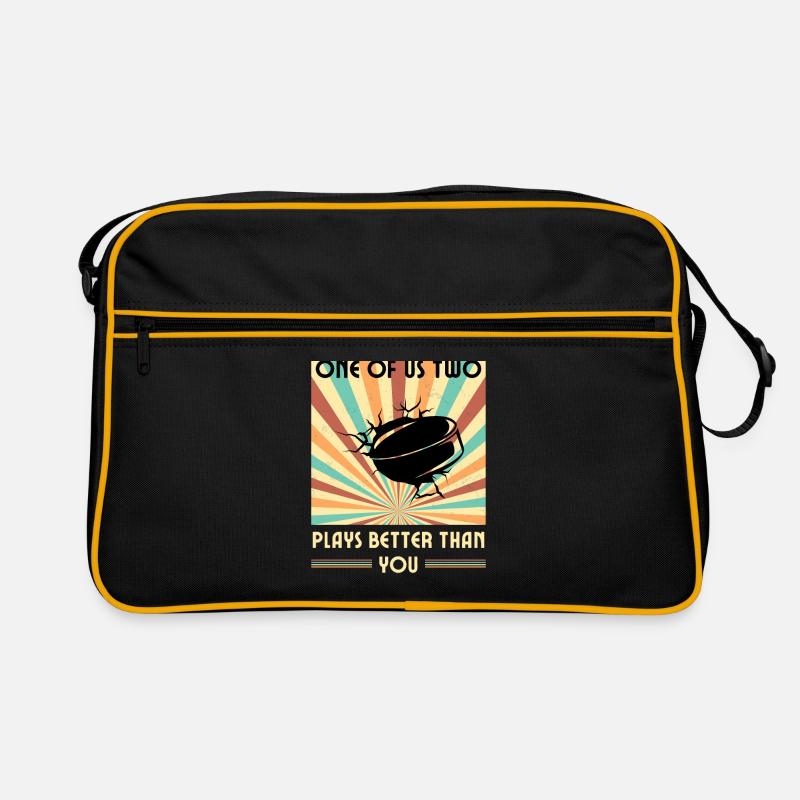 Einer Von Uns Beiden Spielt Besser Eishockey Retro Tasche