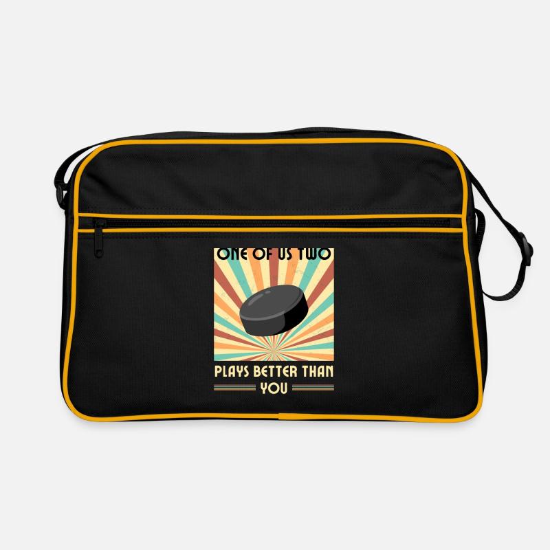 Einer Von Uns Beiden Spielt Besser Eishockey Retro Tasche